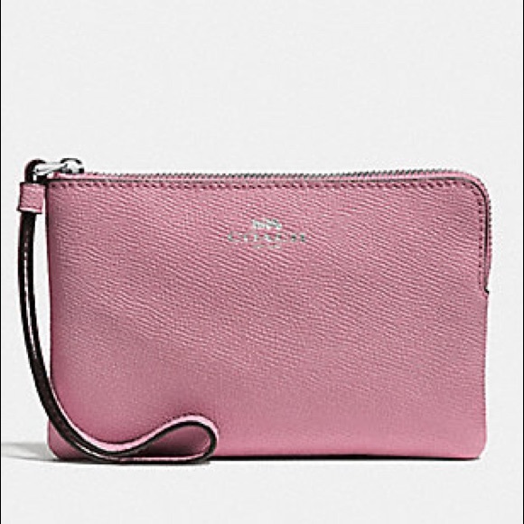 Coach Tulip Pink Corner Zip Wristlet - Picture 2 of 6
